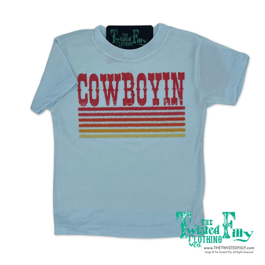 Retro Cowboyin - S/S Youth Tee - Ice Blue