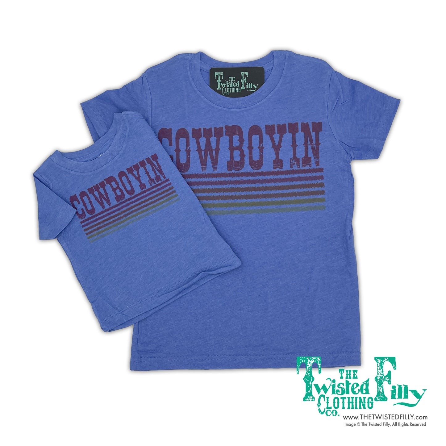 Retro Cowboyin - S/S Boys Infant Tee - Blue