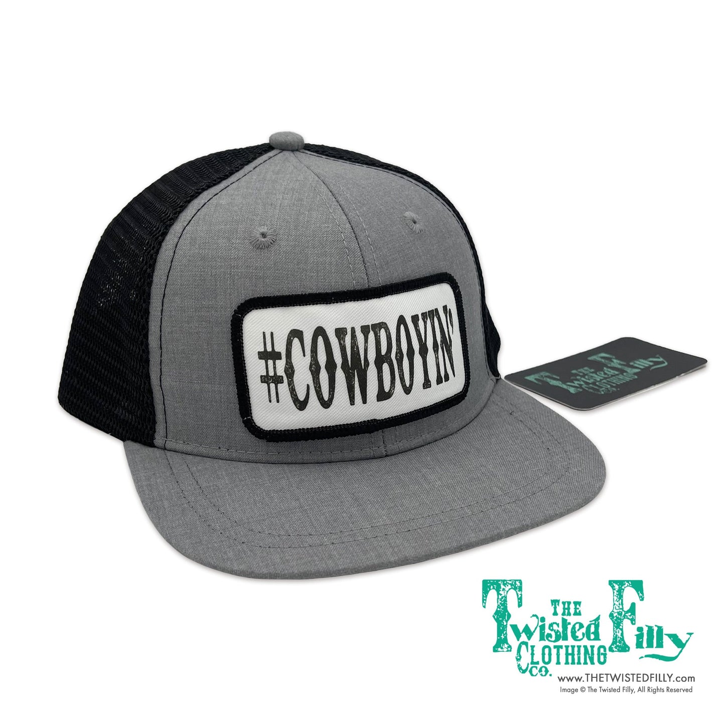 #Cowboyin’ - Youth / Adult Trucker Hat - Blk/Htr Gry
