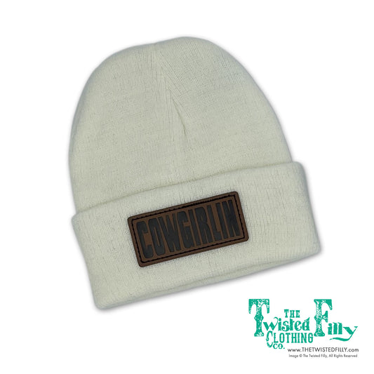 Cowgirlin' Leather Patch Beanie -  Off-White