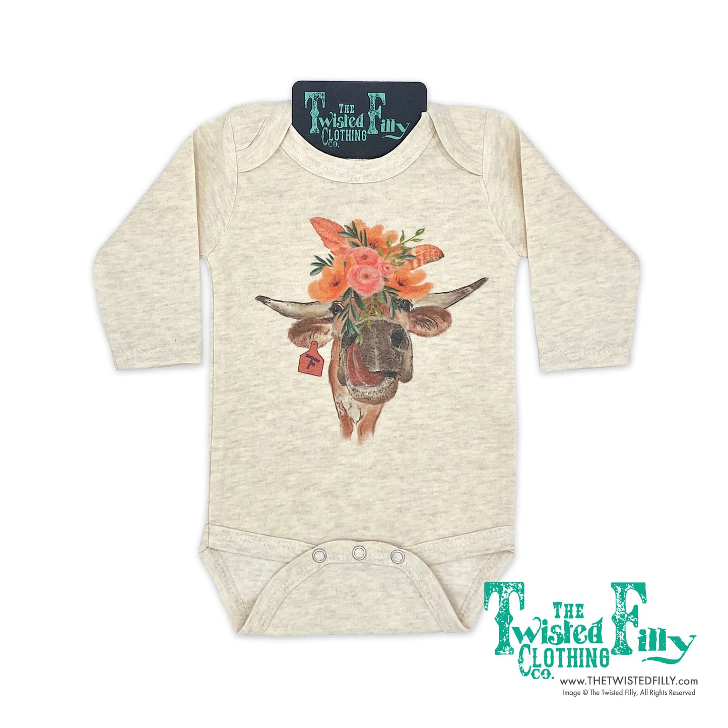 Flower Child - L/S - Infant One Piece - Oatmeal