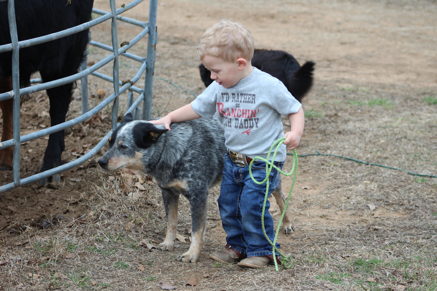 I'd Rather Be Ranchin' With Daddy - S/S Toddler Tee - Gray