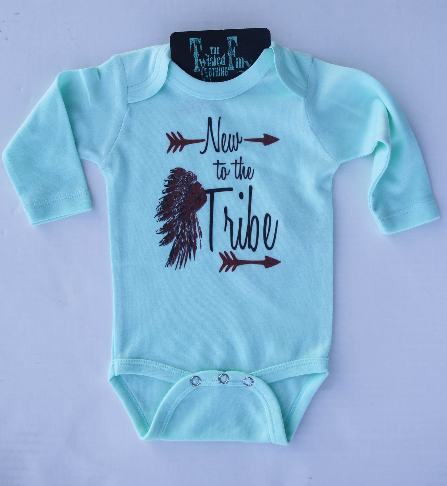 New To The Tribe - L/S Infant One Piece - Turq