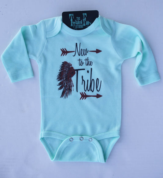 New To The Tribe - L/S Infant One Piece - Turquoise