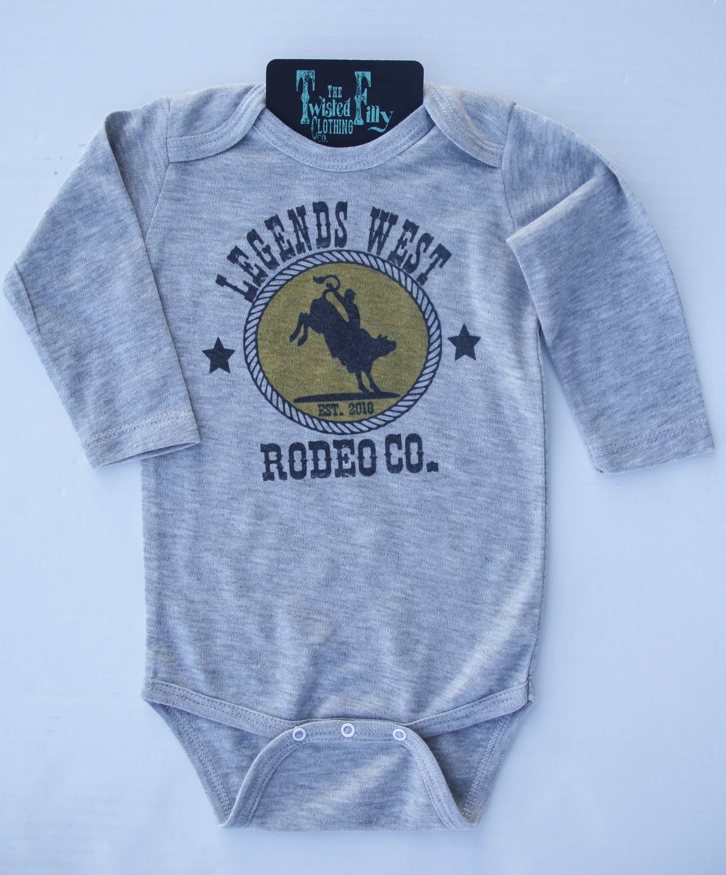 Legends West Rodeo Co. Bull Rider - L/S Infant One Piece - Gray