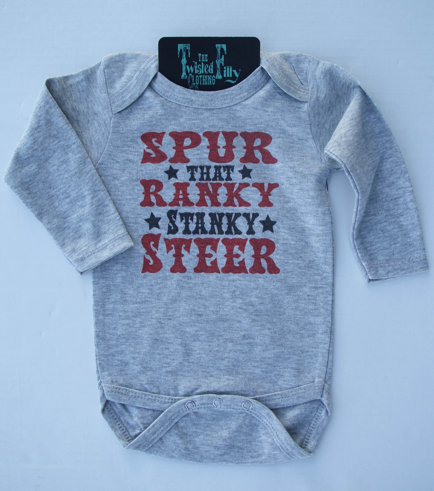 Spur That Ranky Stanky Steer  - L/S Infant One Piece - Grey