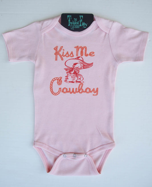 Kiss Me Cowboy - S/S Infant One Piece - Pink