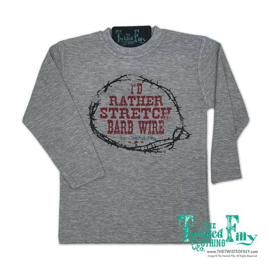I'd Rather Stretch Barb Wire - L/S Toddler Tee - Gray
