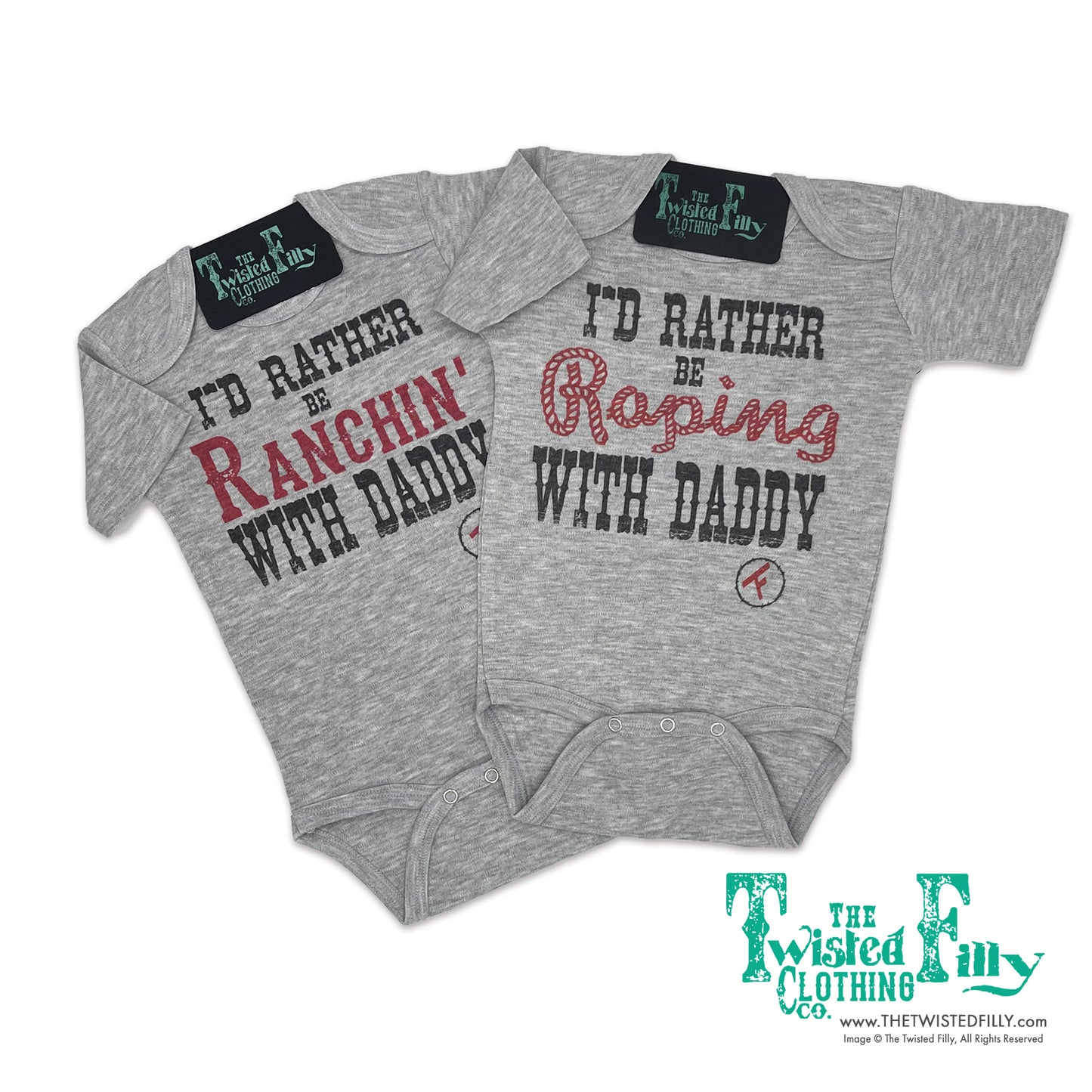 I'd Rather Be Ranchin' W/ Daddy - S/S Infant One Piece - Gray