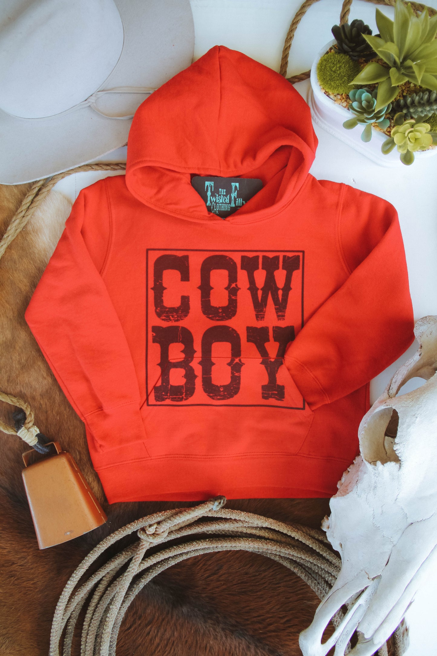 Cow Boy - Youth Hoodie - Red