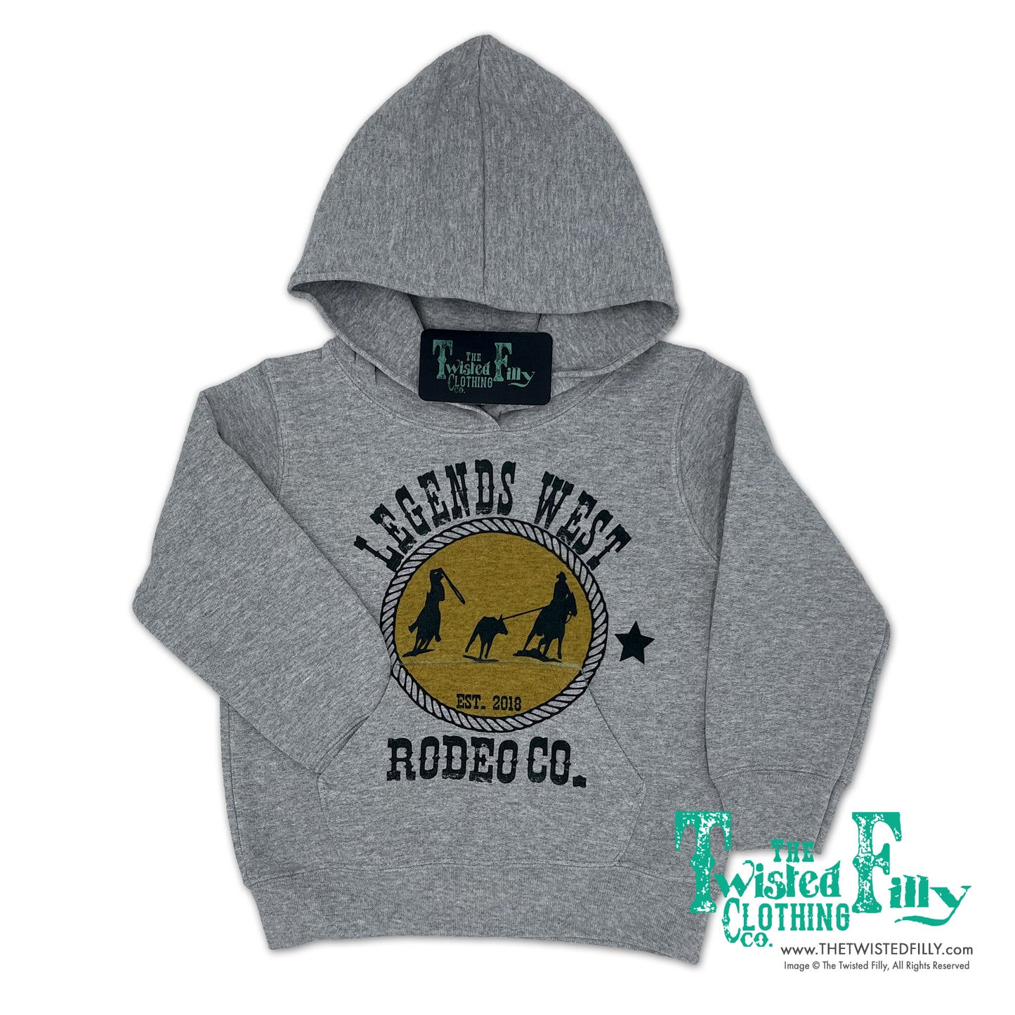 Legends West Rodeo Co. Team Roper - Youth Hoodie - Gray