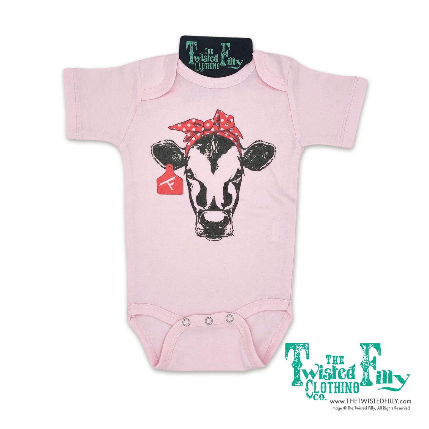Red Bandana Calf - S/S Infant One Piece - Pink