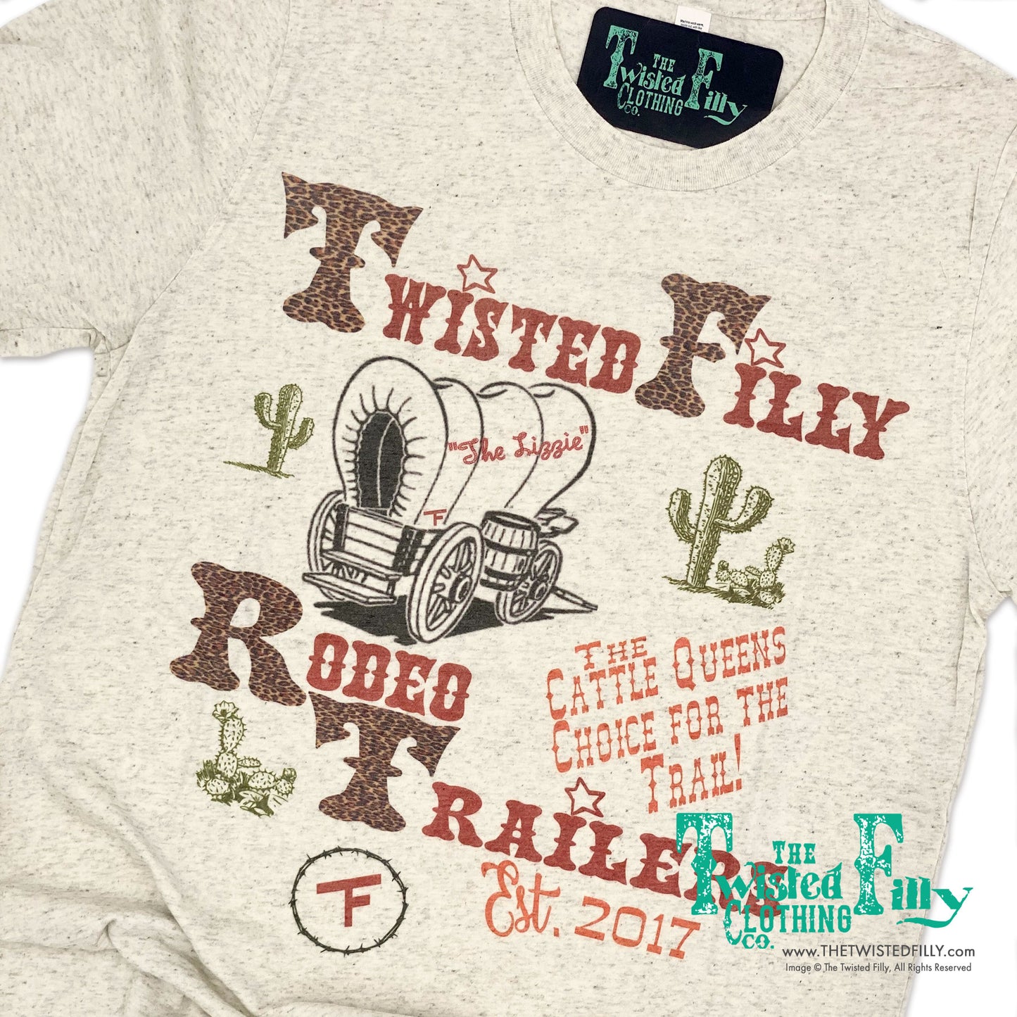Twisted Filly Rodeo Trailers - S/S Womens Adult Crew Tee - Oatmeal