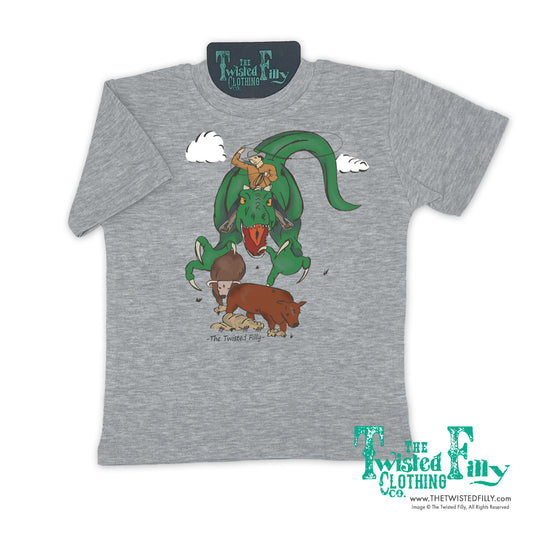 Ropin' Rex - S/S Boys Toddler Tee - Gray