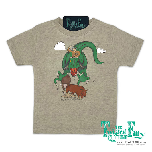 Ropin' Rex - S/S Boys Toddler Tee - Oatmeal