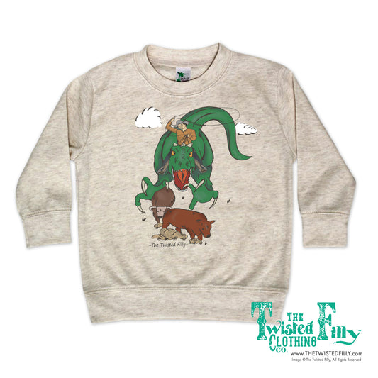 Ropin' Rex - Boys Toddler Pullover - Oatmeal