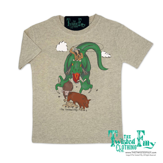 Ropin' Rexy - S/S Girls Toddler Tee - Oatmeal