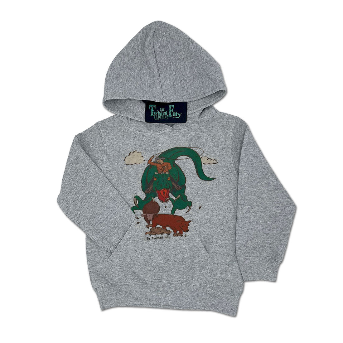 Ropin' Rex - Boys Toddler Hoodie - Gray