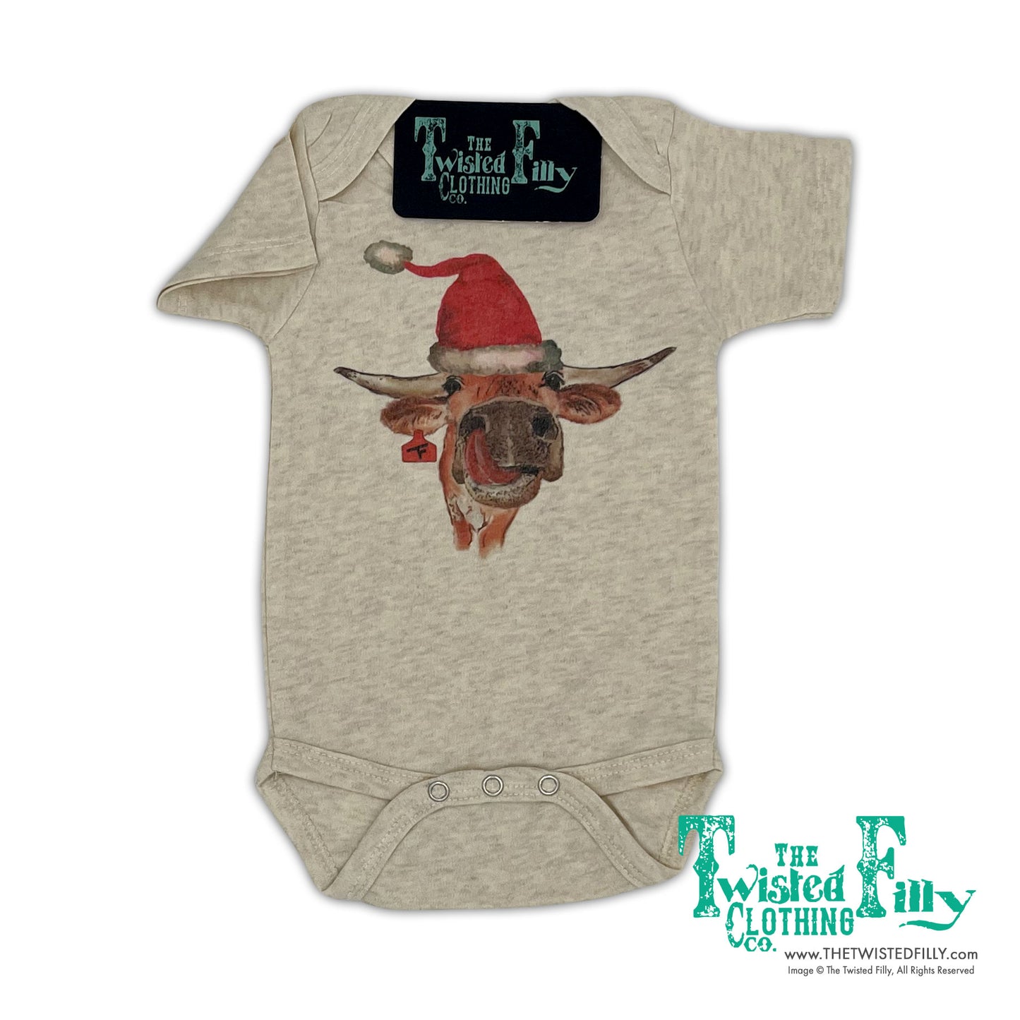 Santa Steer - S/S Infant One Piece - Oatmeal