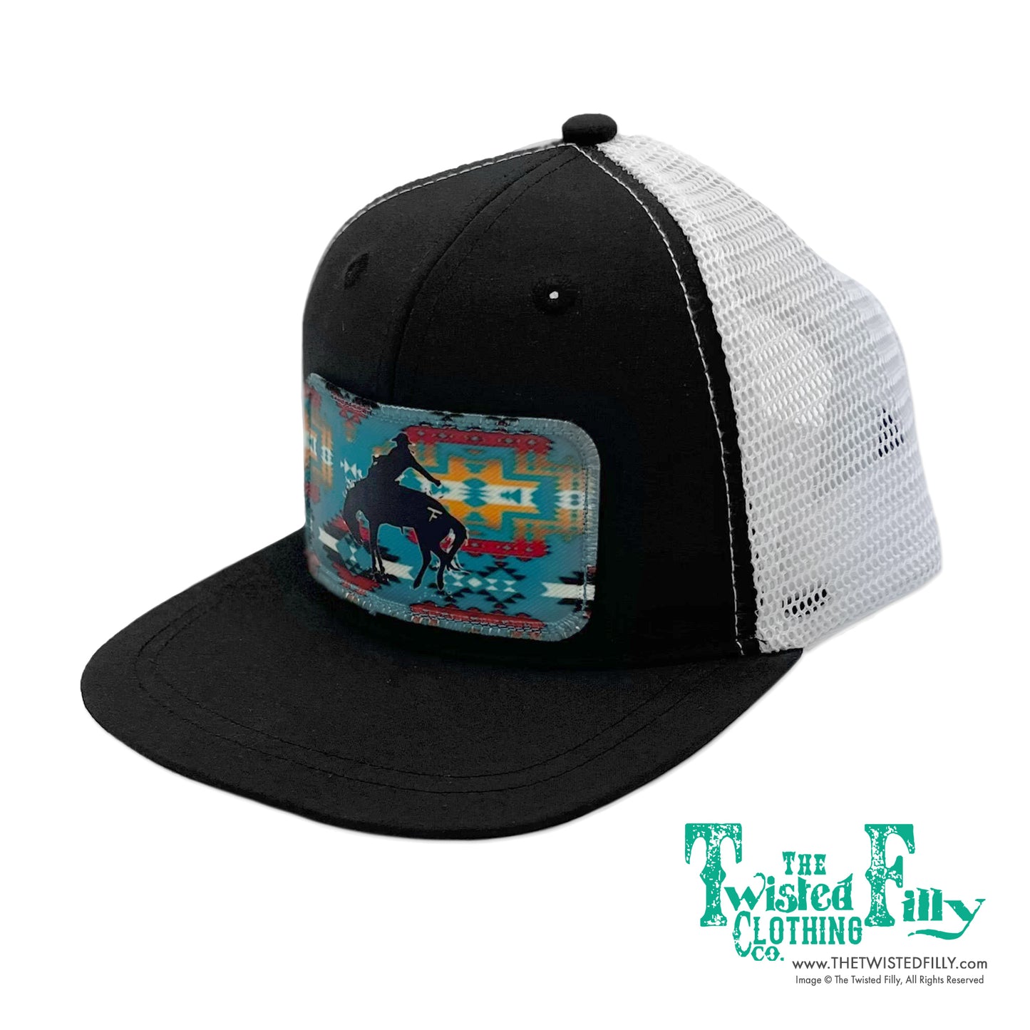 Aztec Saddle Bronc - Infant/Toddler Trucker Hat - Blk/Wht