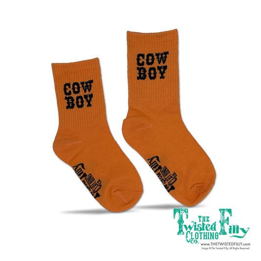 Cow Boy Toddler Socks - Orange