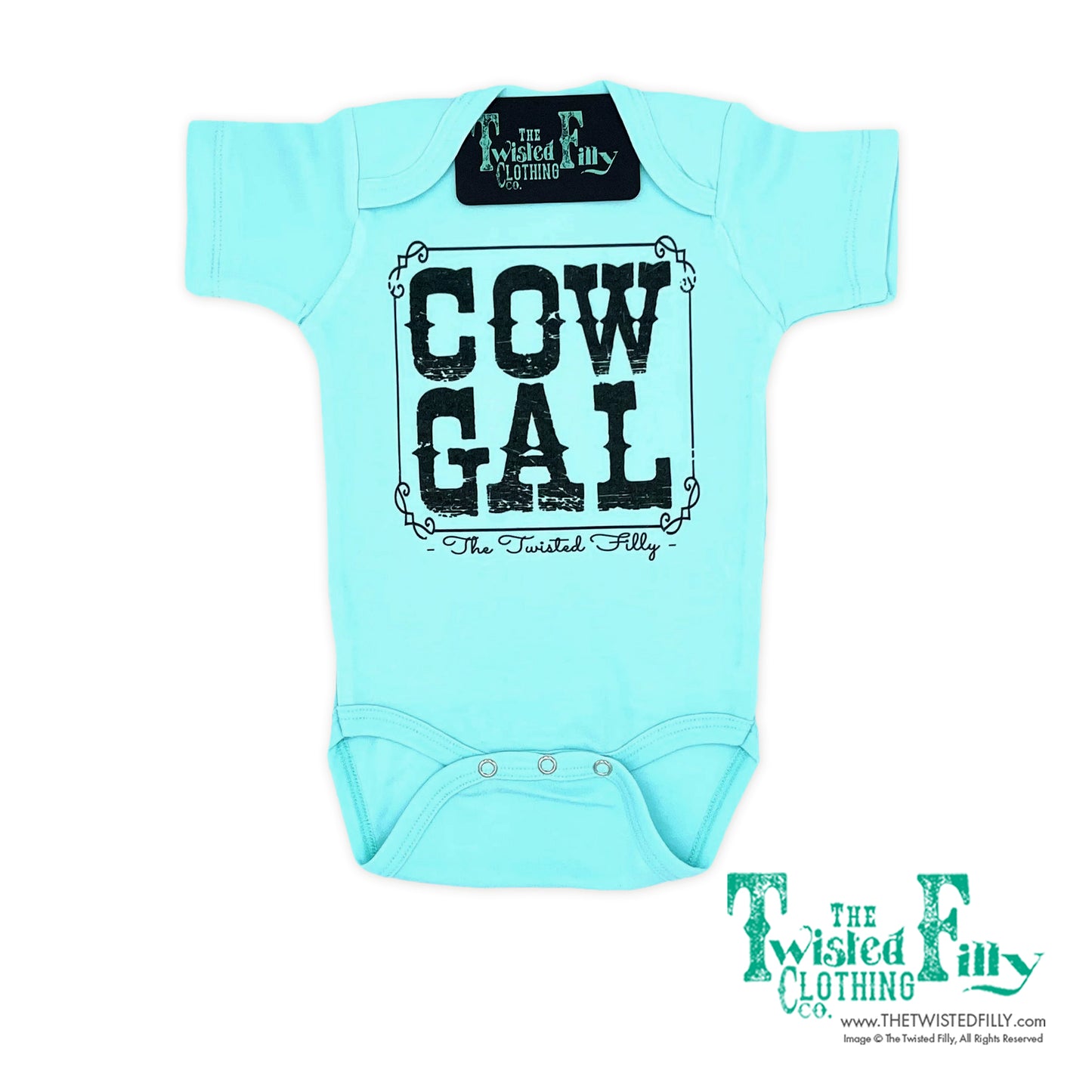 Cow Gal - S/S Infant One Piece - Turquoise