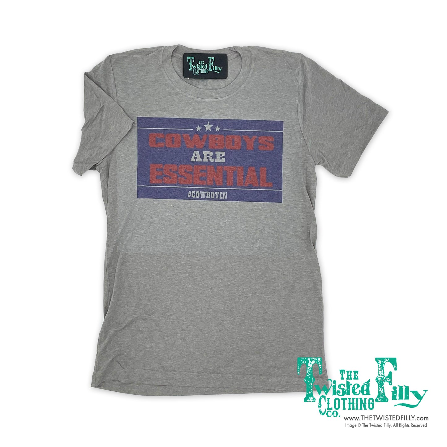 Cowboys Are Essential - S/S Adult Unisex Tee - Grey