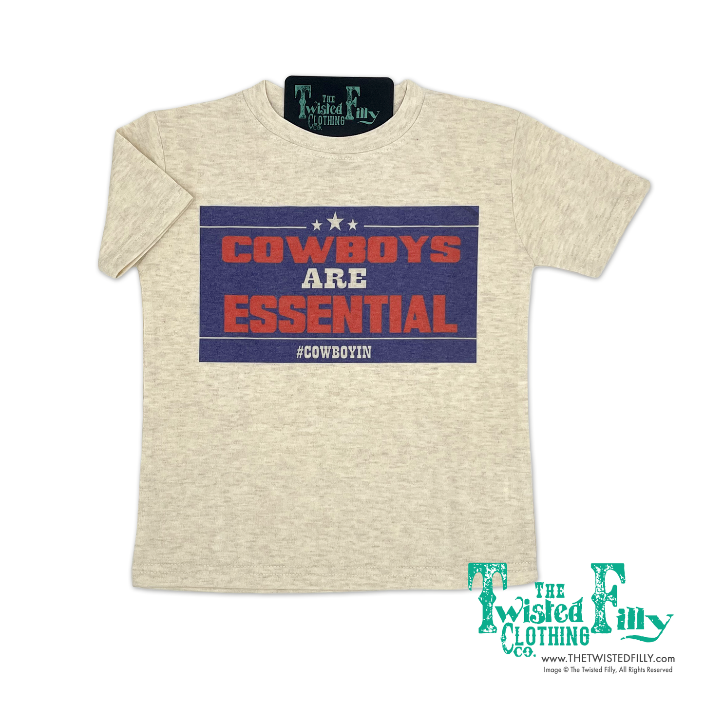 Cowboys Are Essential - S/S Adult Unisex Crew Neck Tee - Oatmeal