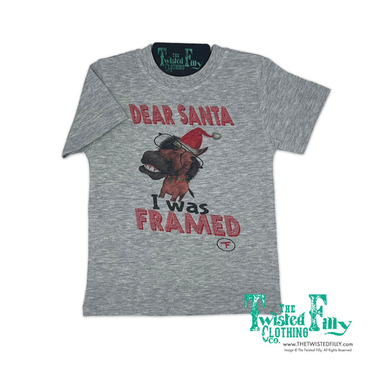 Dear Santa I Was Framed - S/S Toddler Tee - Gray