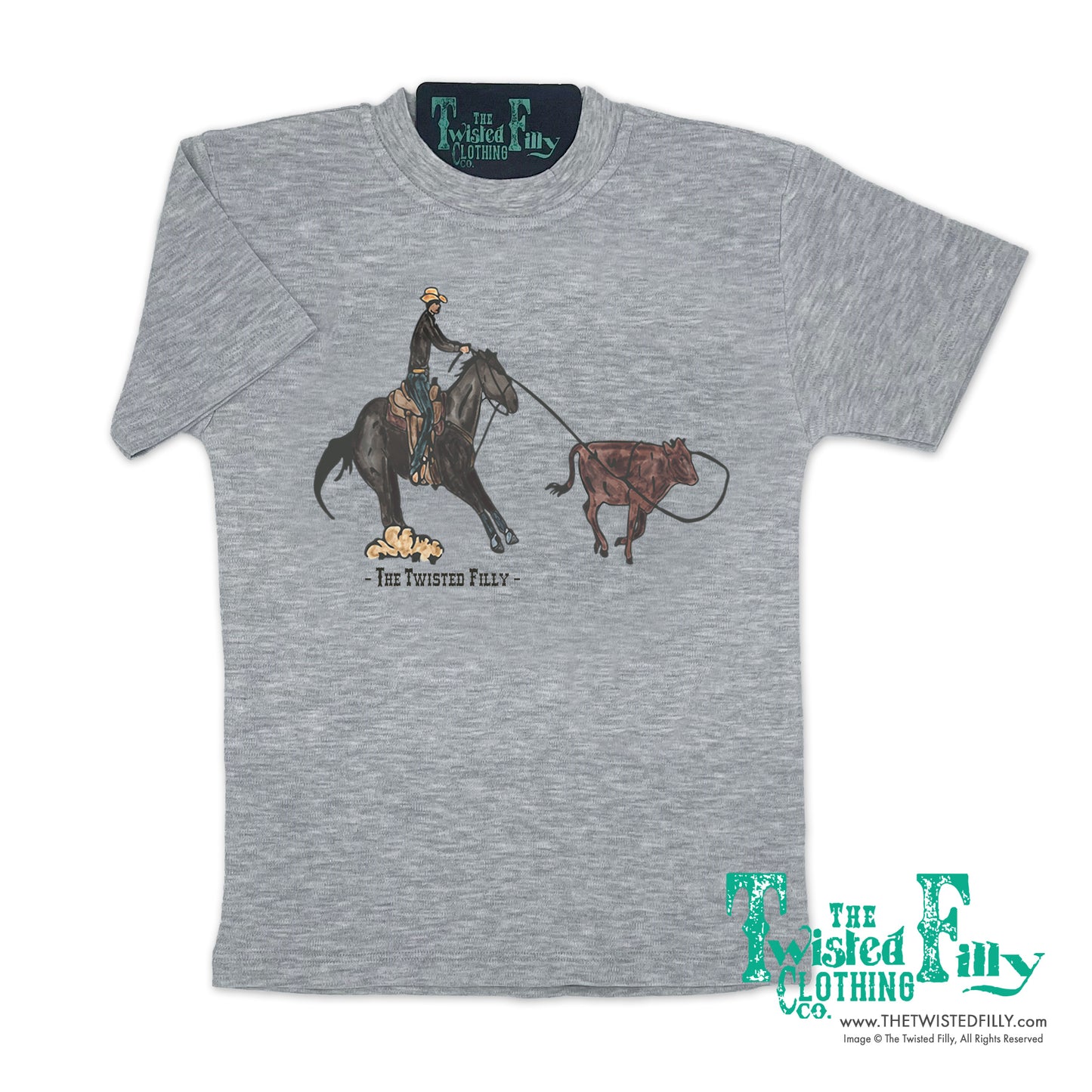 End Of The Line Calf Roper - S/S Youth Tee - Gray