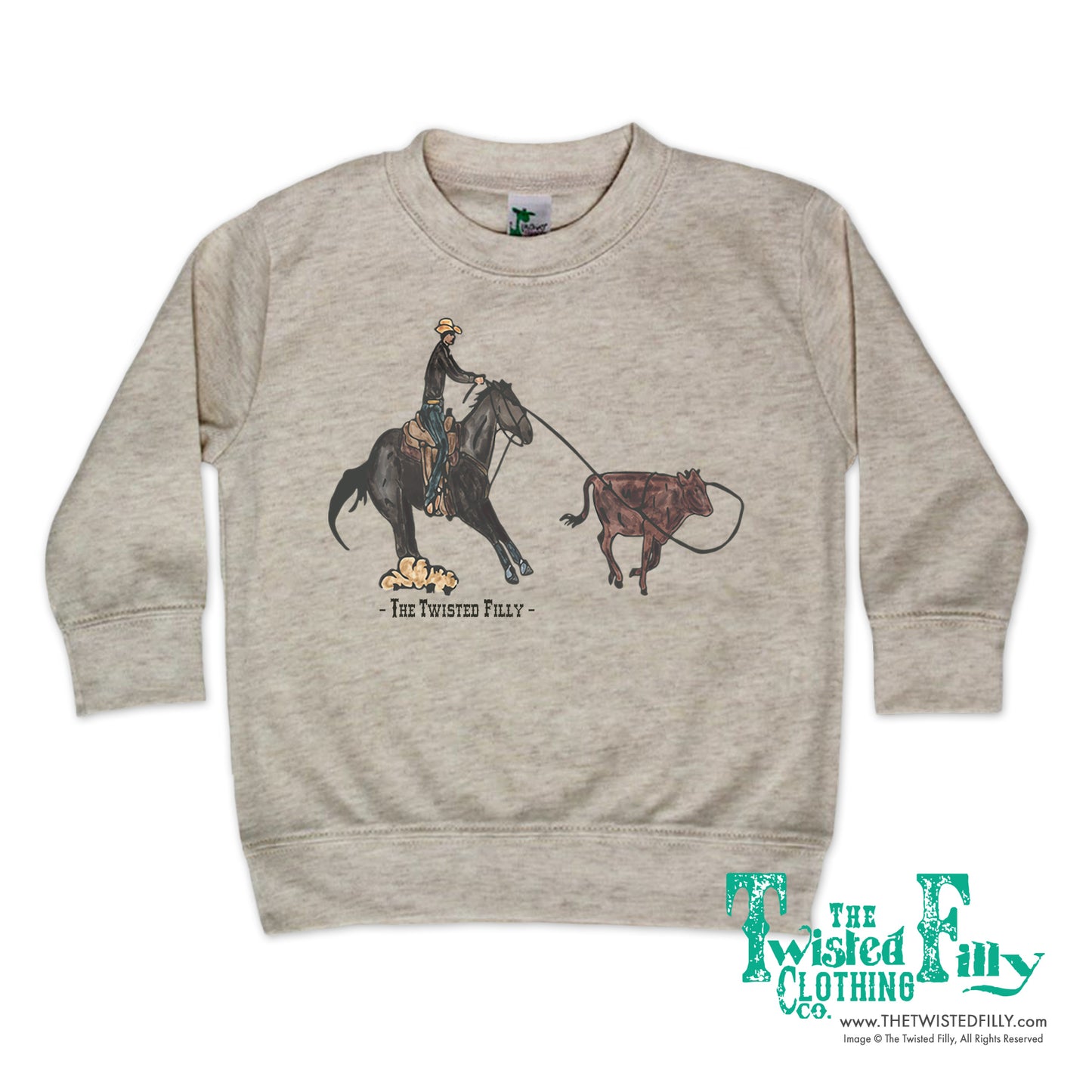 End Of The Line Calf Roper - Toddler Pullover - Oatmeal
