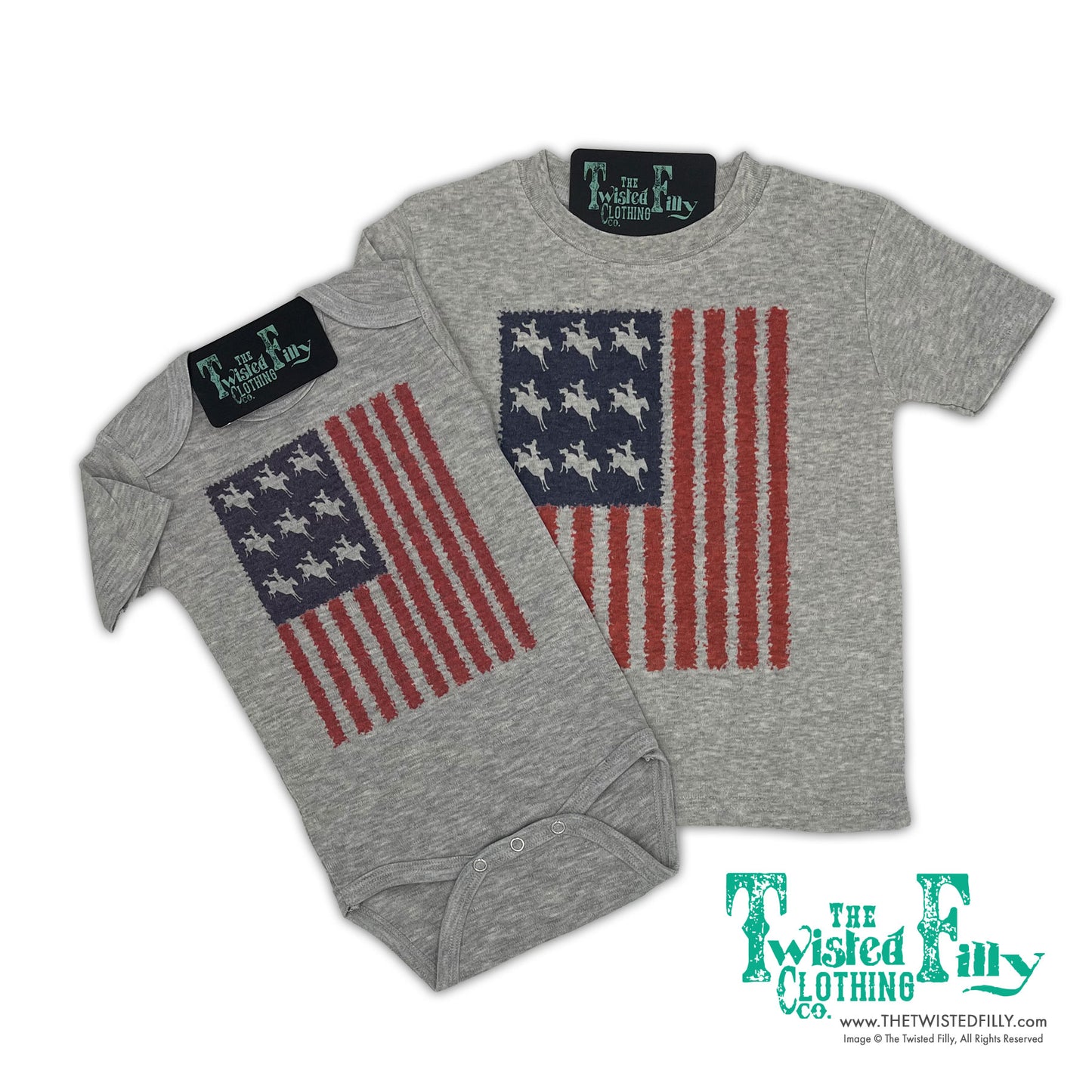 Flag Bronc - S/S Toddler Tee - Gray