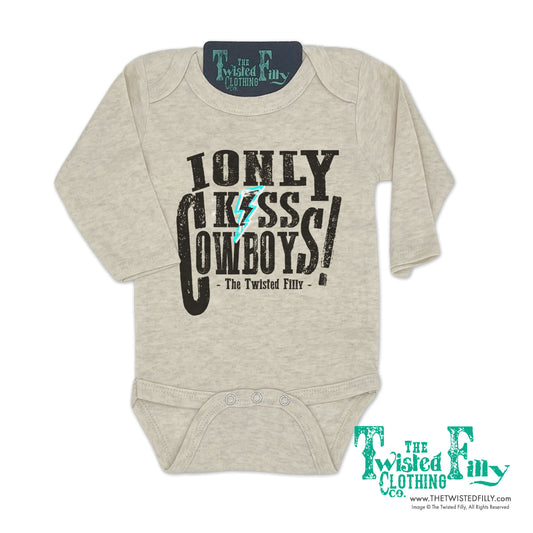 I Only Kiss Cowboys - L/S Infant One Piece - Oatmeal