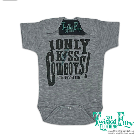 I Only Kiss Cowboys - S/S Infant One Piece - Grey