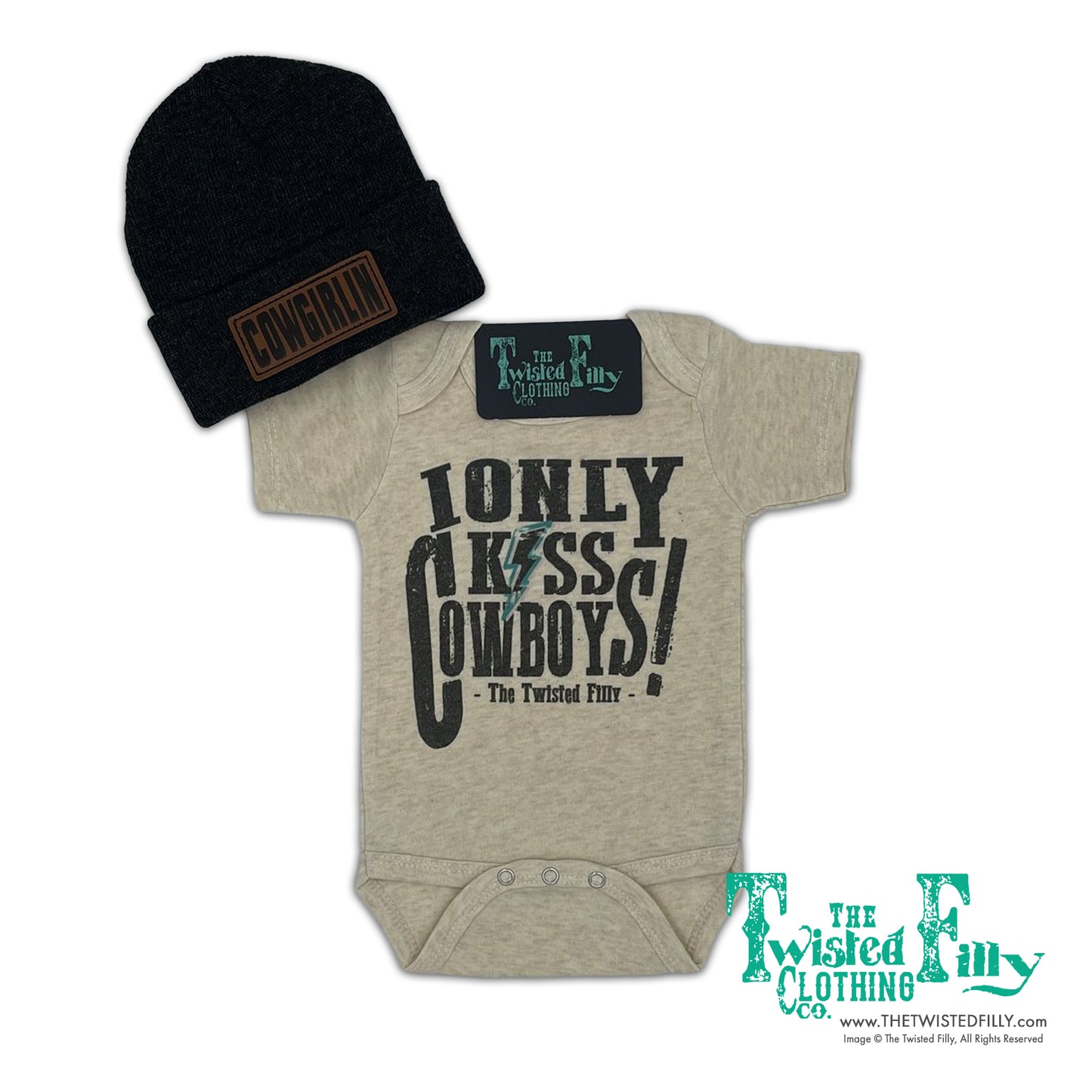 I Only Kiss Cowboys - S/S Infant One Piece - Oatmeal