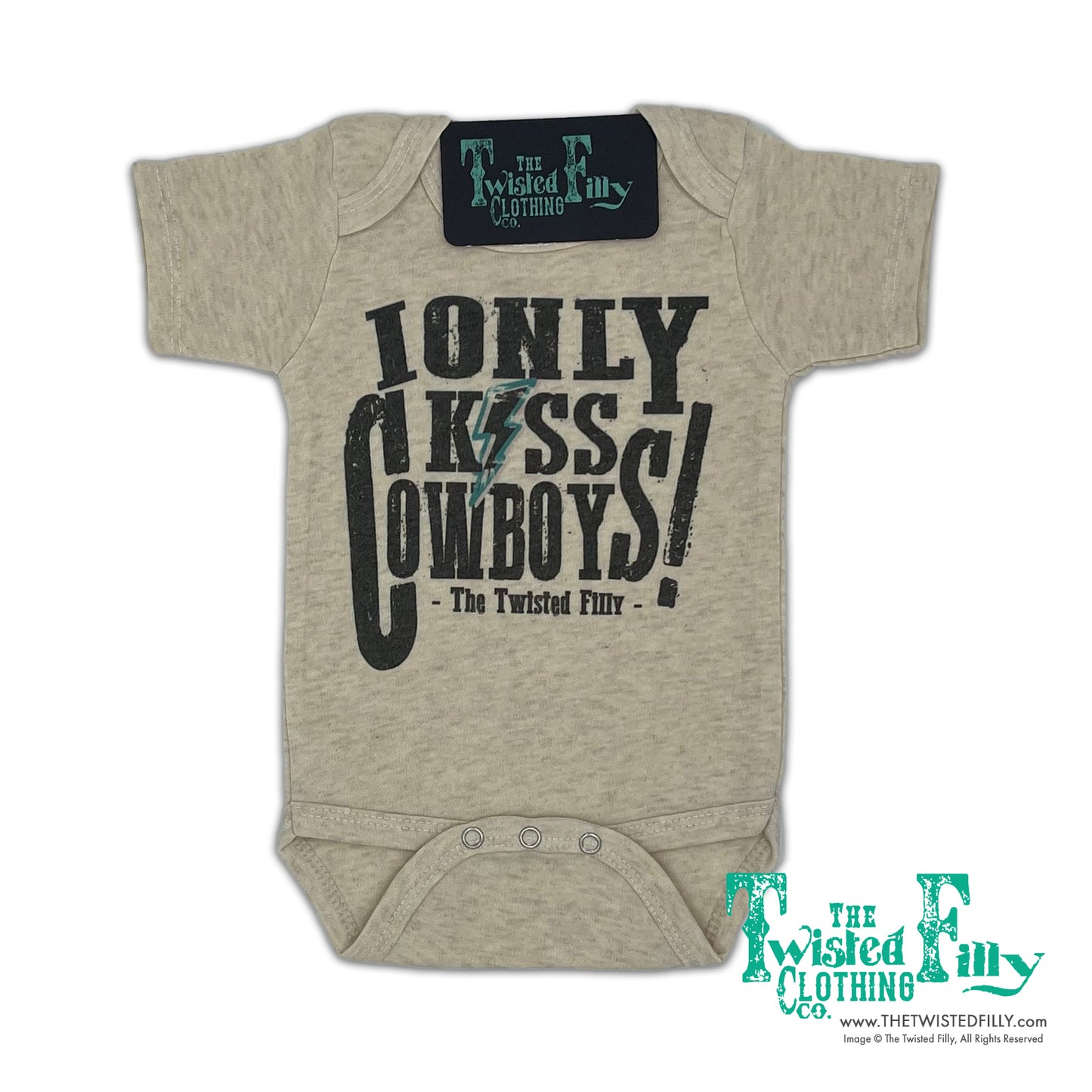 I Only Kiss Cowboys - S/S Infant One Piece - Oatmeal