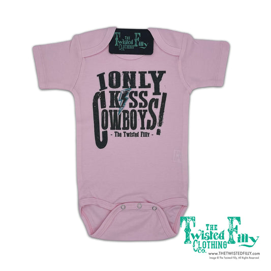 I Only Kiss Cowboys - S/S Infant One Piece - Pink