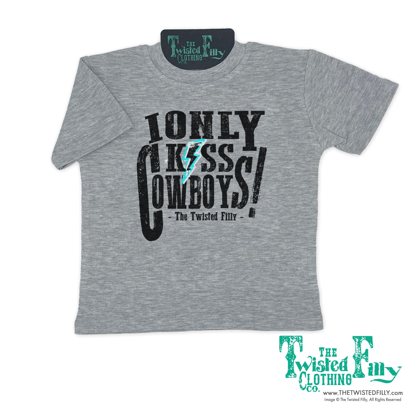 I Only Kiss Cowboys - S/S Toddler Tee - Gray