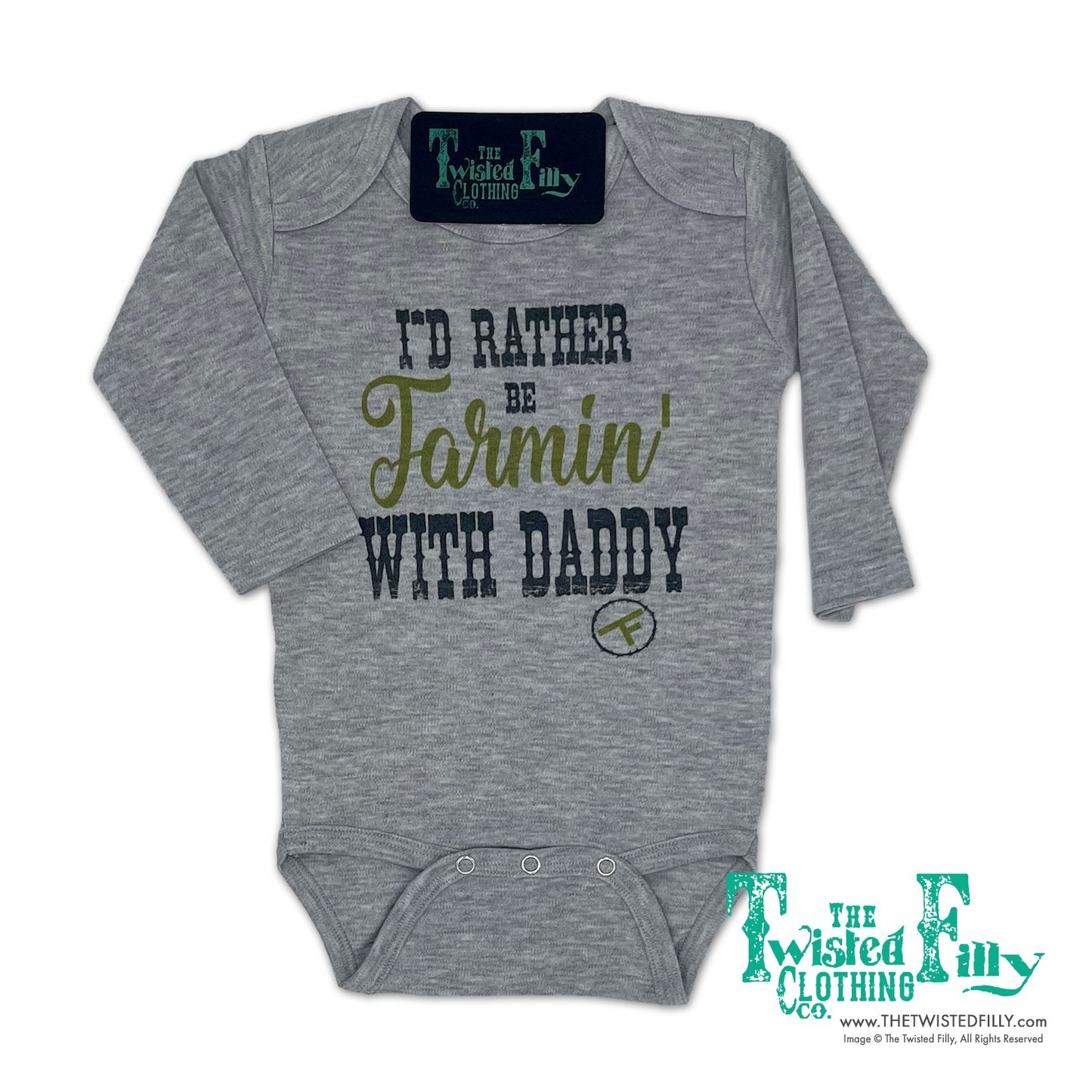 I'd Rather Be Farmin' with Daddy - L/S Infant One Piece - Gray