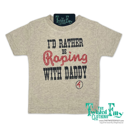 I'd Rather Be Roping With Daddy - S/S Youth Tee - Oatmeal