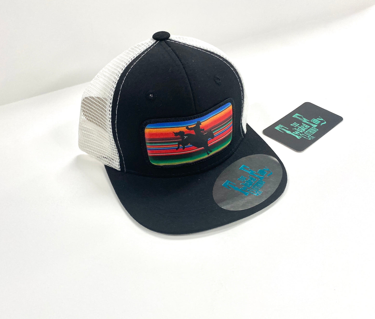 Serape Bronc Rider - Infant / Toddler Trucker Hat - Black/White