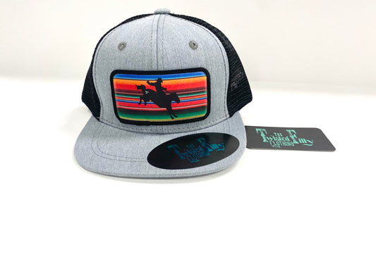 Serape Bareback Bronc -Youth/Adult Trucker Hat - Blk/Htr Gry