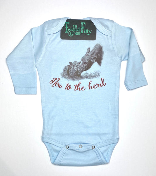 New To The Herd - L/S Infant One Piece - Ice Blue