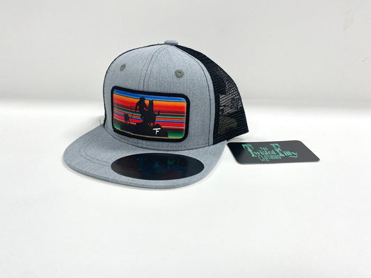 Serape Calf Roper - Youth/Adult Trucker Hat - Black/Gray