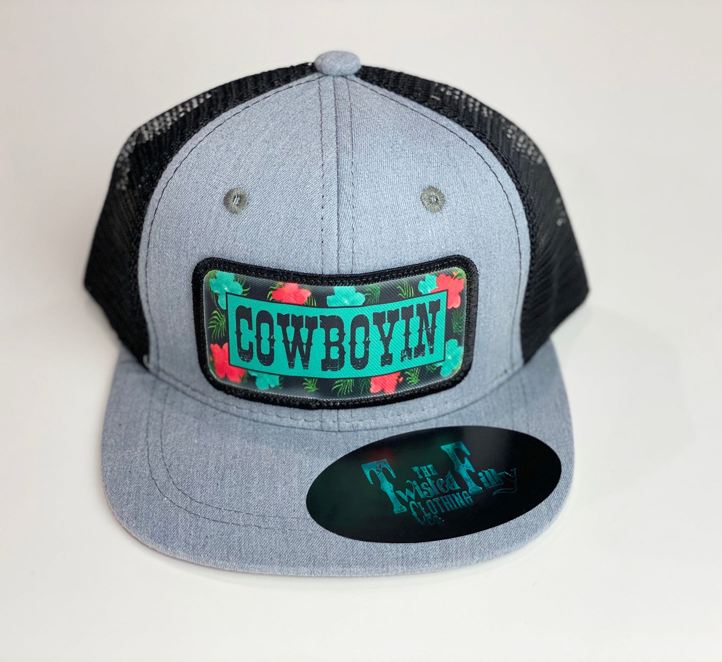 Cowboyin 5.0 - Youth/Adult Trucker Hat - Black/Heather Gray