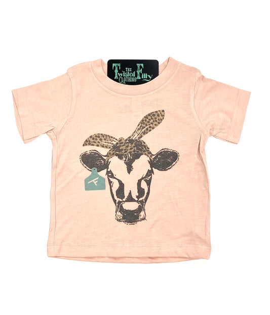 Cheetah Bandana Calf - S/S Toddler Tee - Dusty Rose