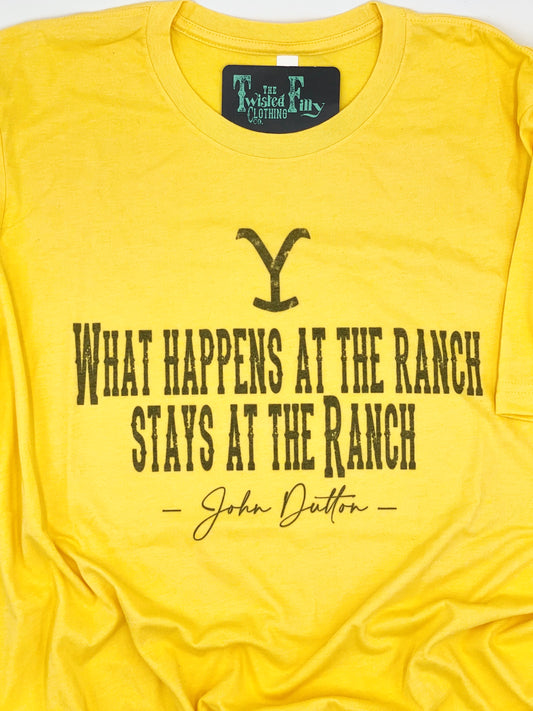 What Happens At The Ranch Stays At The Ranch - S/S Adult Tee - Yellow