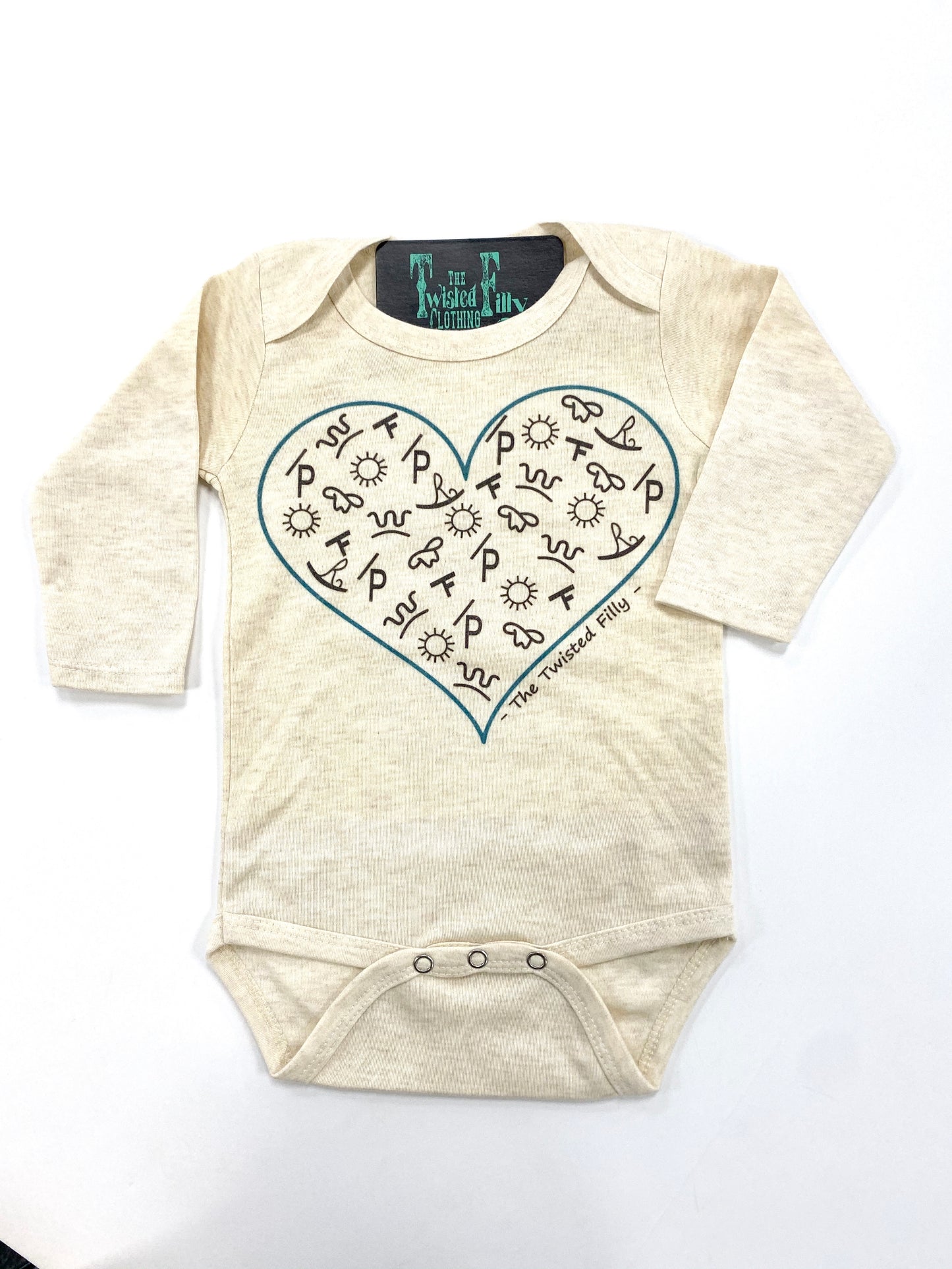 The Branded Heart - L/S Infant One Piece - Oatmeal