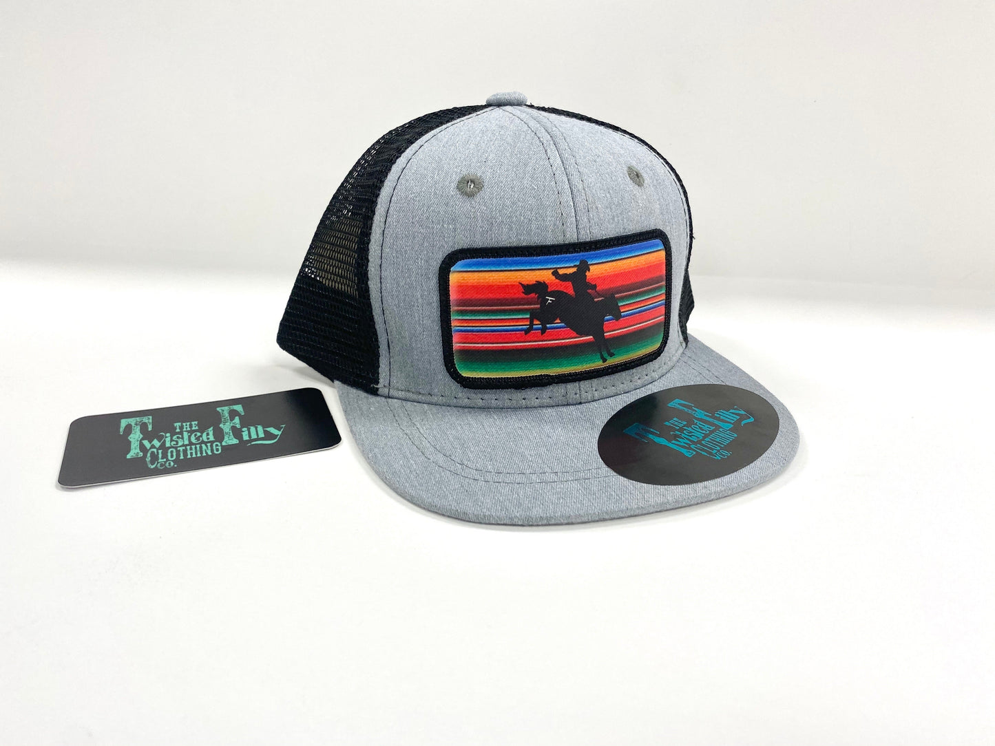 Serape Bareback Bronc -Youth/Adult Trucker Hat - Blk/Htr Gry