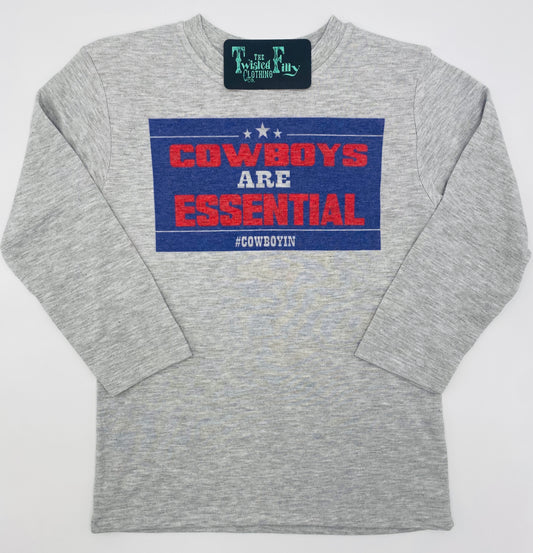 Cowboys Are Essential - L/S Youth Tee - Gray